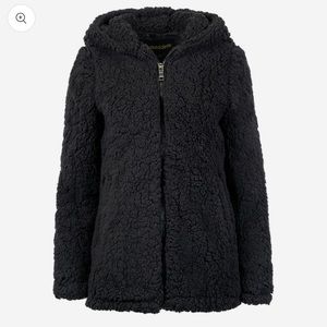Madden NYC Black Sherpa Zip Up Jacket